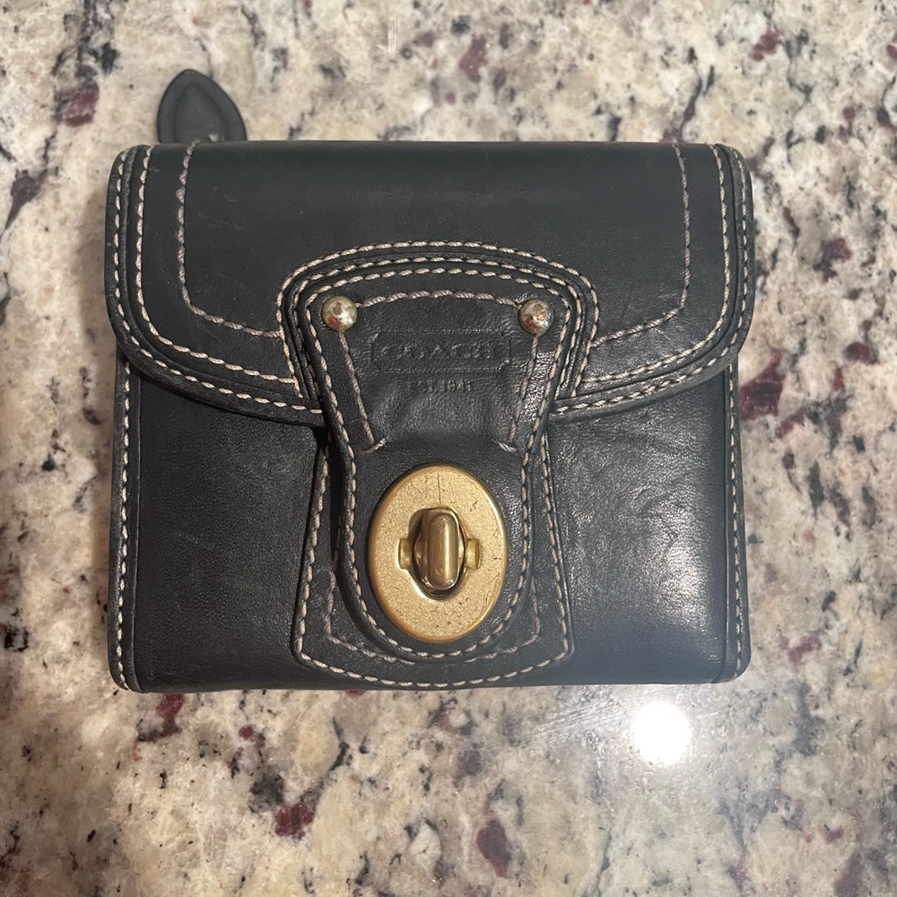 Authentic coach black leather wallet